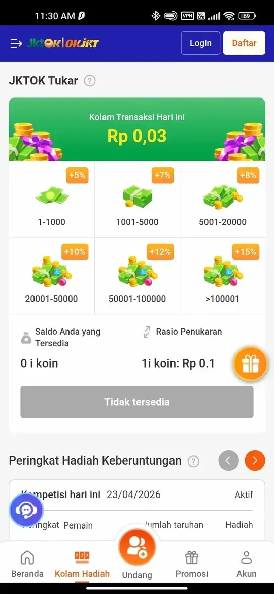 JKTOK tukar koin dan hadiah